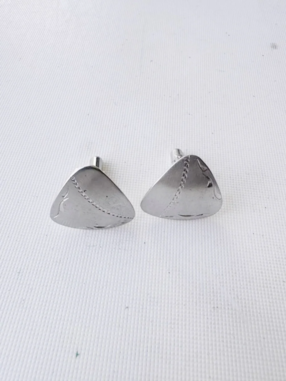 925 Sterling Silver Vintage Mid Century Modernist Mens Linier Cufflinks 6.7 Gram